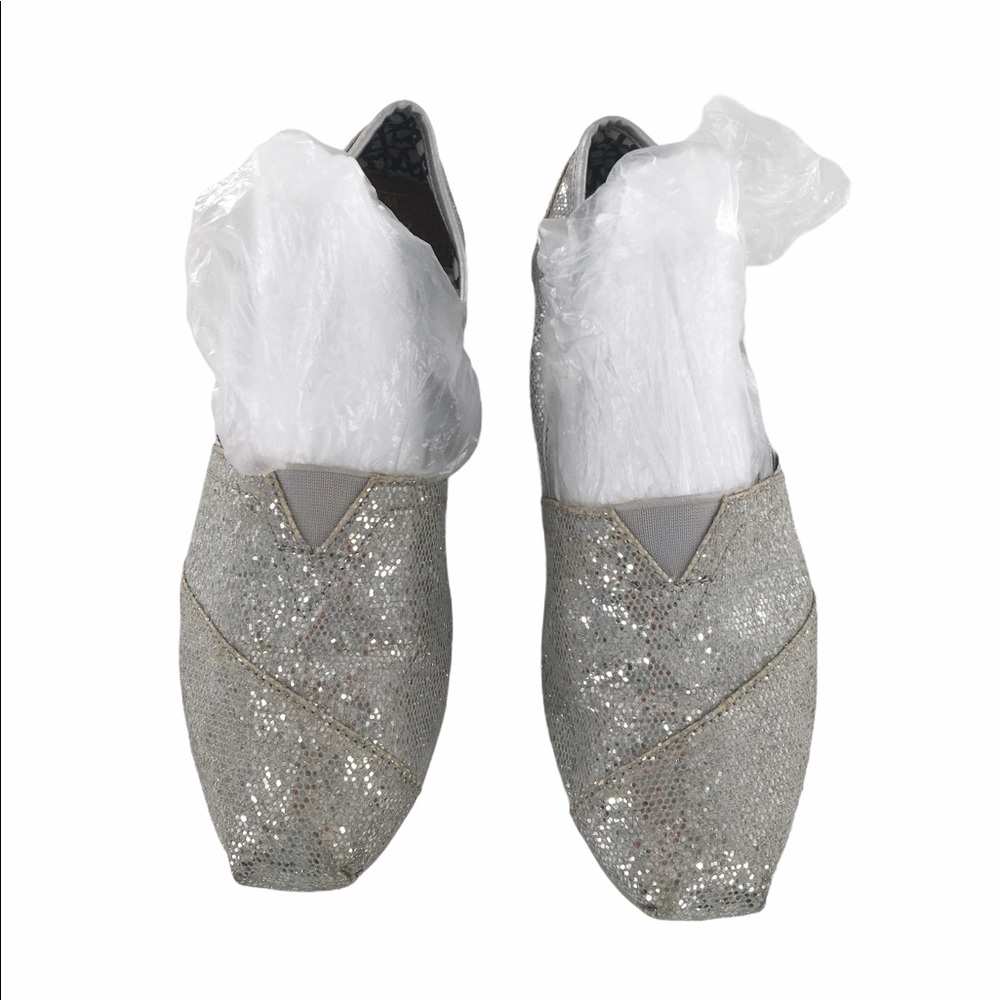 Toms Canvas Glitter Lot of 2 Sliver & Gray Size 7